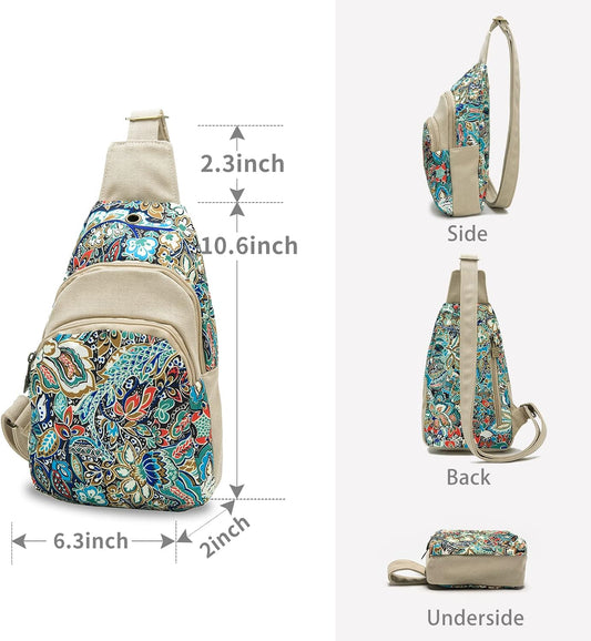 Black Butterfly Boho Small Canvas Sling Bag for Women Crossbody Chest Purse - boho bag for women by Black Butterfly Art
