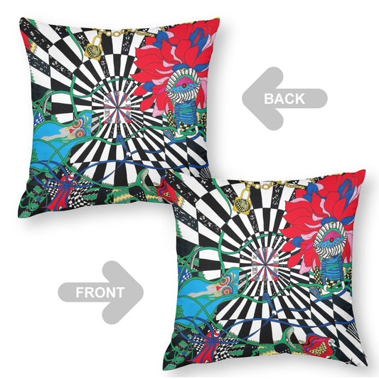 Blue Time Vortex boho velvet throw pillow cover 18x18 - original artist designed print by Black Butterfly Art (view 2)