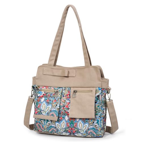 Boho Canvas Tote Bag for Women, Floral Lightweight Vintage Shoulder Bag - boho floral tote bag for women by Black Butterfly Art