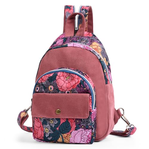 boho floral backpack for women - original artist hand-drawn print - Black Butterfly Art (view 12)