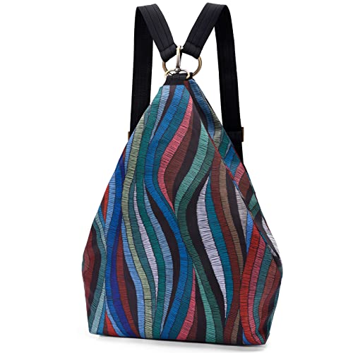 boho floral backpack for women - original artist hand-drawn print - Black Butterfly Art (view 39)