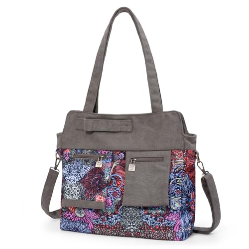boho floral tote bag for women - original artist hand-drawn print - Black Butterfly Art (view 1)