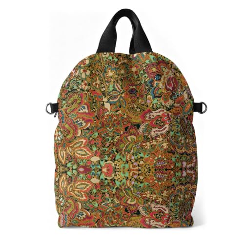 boho floral backpack for women - original artist hand-drawn print - Black Butterfly Art (view 12)