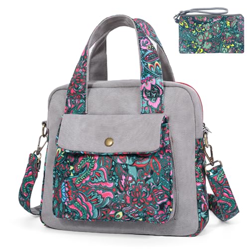boho floral crossbody bag for women - original artist hand-drawn print - Black Butterfly Art (view 7)