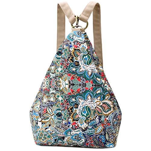 boho floral backpack for women - original artist hand-drawn print - Black Butterfly Art (view 43)