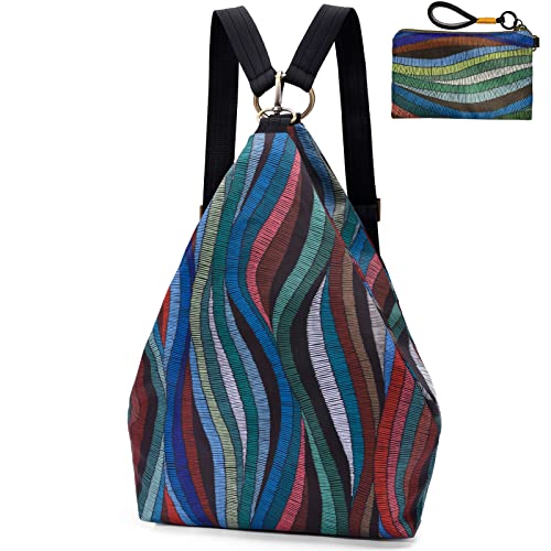 boho floral backpack for women - original artist hand-drawn print - Black Butterfly Art (view 4)