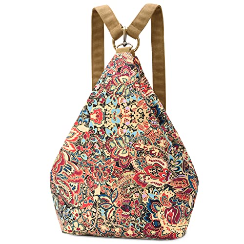 boho floral backpack for women - original artist hand-drawn print - Black Butterfly Art (view 31)