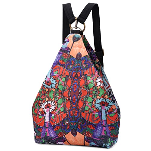 Black Butterfly Boho Small Backpack for Women, Floral Lightweight Daypack