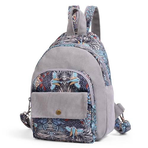 boho floral backpack for women - original artist hand-drawn print - Black Butterfly Art (view 7)