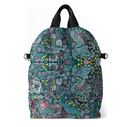 boho floral backpack for women - original artist hand-drawn print - Black Butterfly Art (view 10)