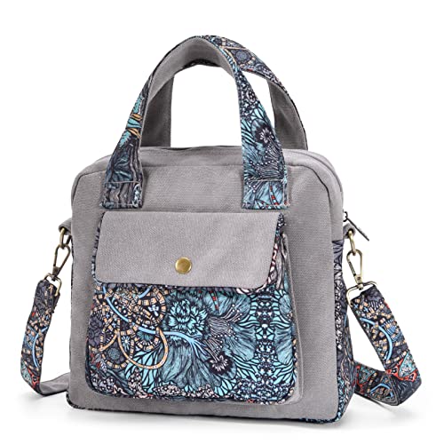 boho floral crossbody bag for women - original artist hand-drawn print - Black Butterfly Art (view 12)