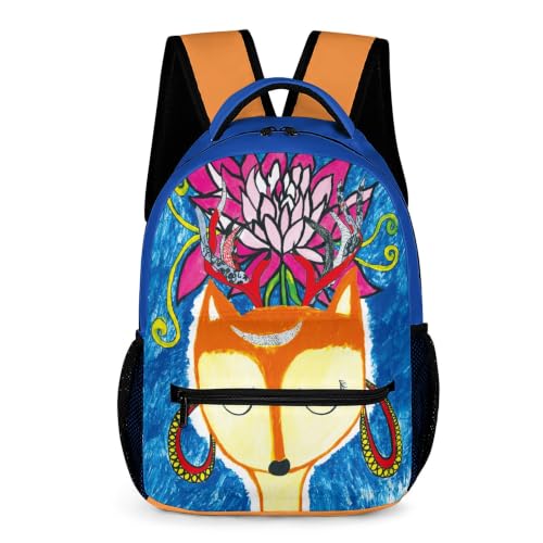 boho floral travel backpack for women - original artist hand-drawn print - Black Butterfly Art (view 8)