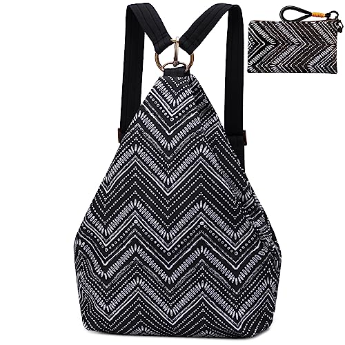 Black Butterfly Boho Small Backpack for Women, Lightweight Travel Daypack