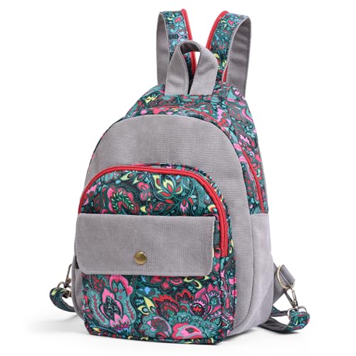 boho floral backpack for women - original artist hand-drawn print - Black Butterfly Art (view 8)