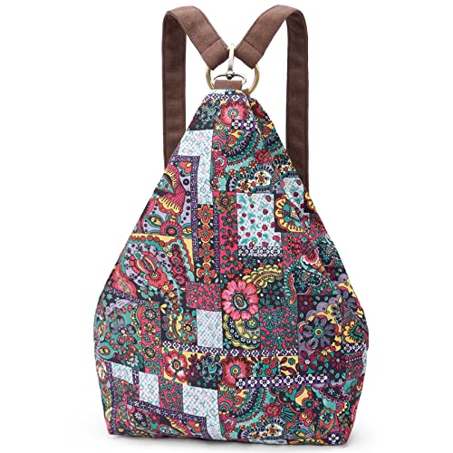 boho floral backpack for women - original artist hand-drawn print - Black Butterfly Art (view 28)