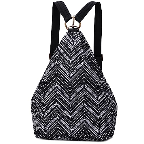 boho floral backpack for women - original artist hand-drawn print - Black Butterfly Art (view 4)
