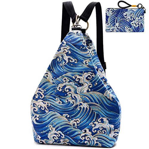 boho floral backpack for women - original artist hand-drawn print - Black Butterfly Art (view 9)