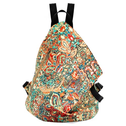 Boho Backpack for Women, Small Lightweight Colorful Daypack for Travel