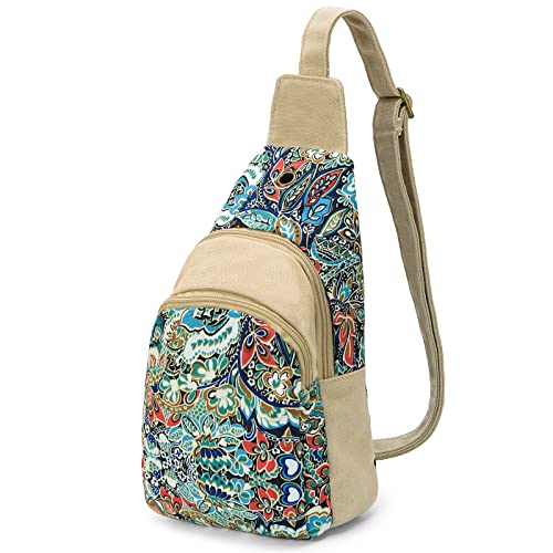 Black Butterfly Boho Small Canvas Sling Bag for Women Crossbody Chest Purse