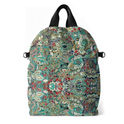 boho floral backpack for women - original artist hand-drawn print - Black Butterfly Art (view 3)