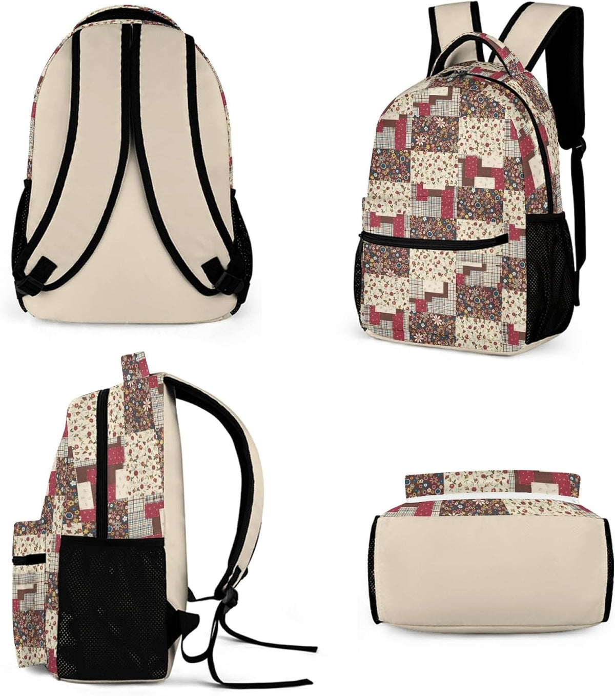 Grey boho travel backpack for women 04 - lightweight laptop bag by Black Butterfly Art - view 1
