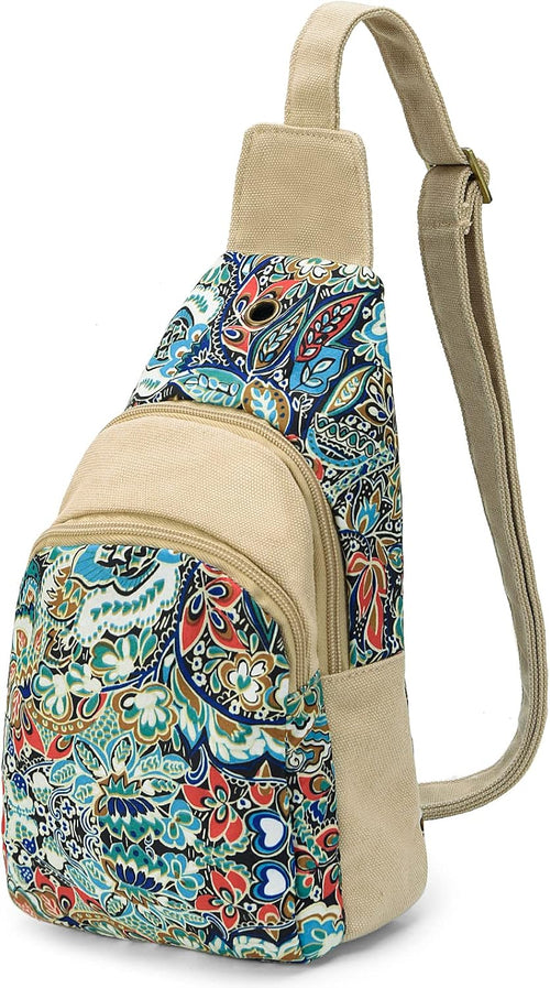 Black Butterfly Boho Small Canvas Sling Bag for Women Crossbody Chest Purse - boho bag for women by Black Butterfly Art