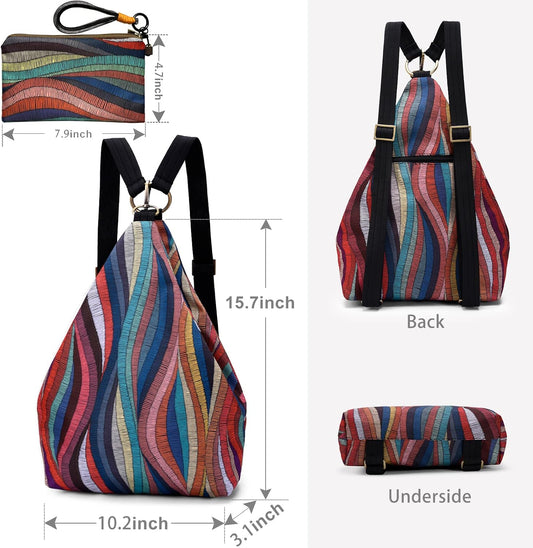 Black Butterfly Boho Small Backpack for Women, Floral Lightweight Daypack - boho bag by Black Butterfly Art