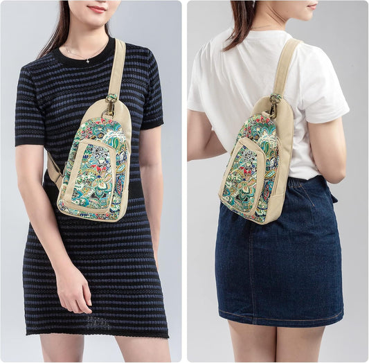 Boho Travel Sling Bag for Women, Small Lightweight Crossbody Chest Bag - boho bag for women by Black Butterfly Art