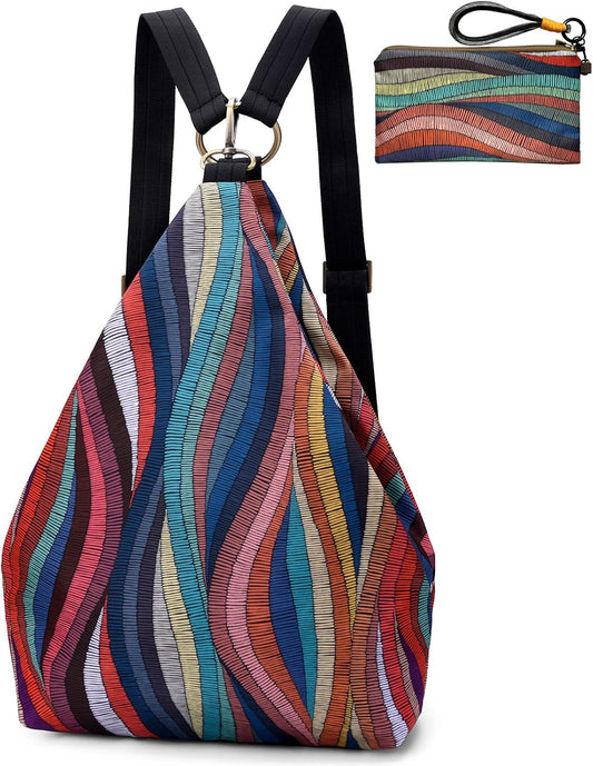 Black Butterfly Boho Small Backpack for Women, Floral Lightweight Daypack - boho bag by Black Butterfly Art