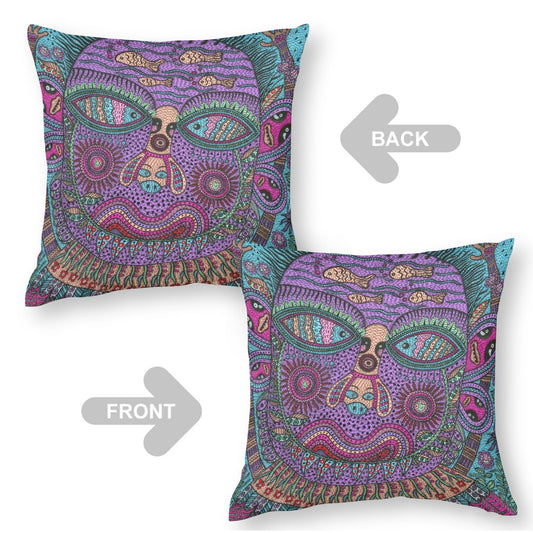 Purple Kaleido Face boho velvet throw pillow cover 18x18 - original artist designed print by Black Butterfly Art (view 2)