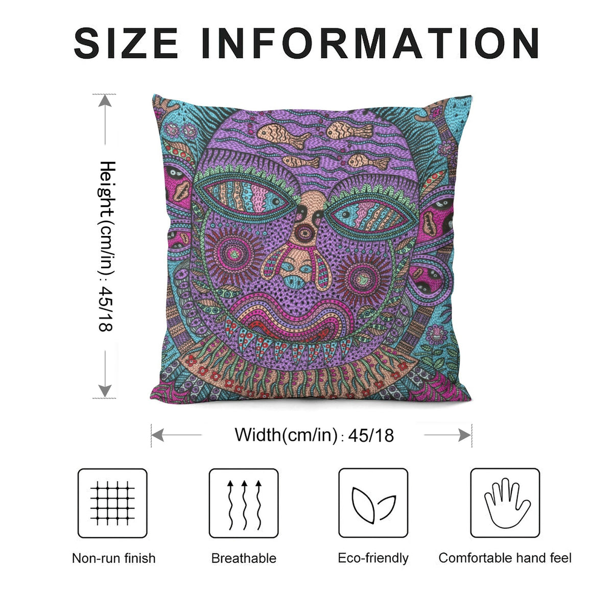 Purple Kaleido Face boho velvet throw pillow cover 18x18 - original artist designed print by Black Butterfly Art (view 4)